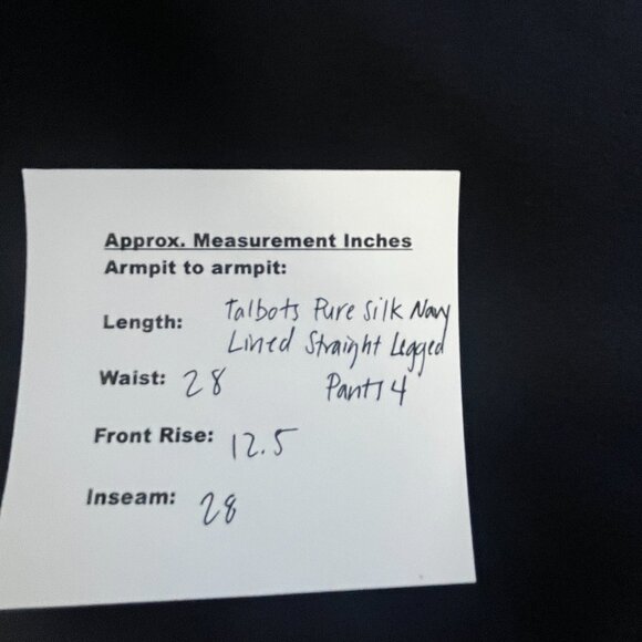 Talbots Pure Silk Navy Lined Straight Legged Pants 4 - Picture 4 of 4